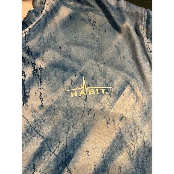Habit RealTree Long Sleeve Performance Fishing Shirt LARGE UV Blue White Hunting - Picture 6 of 9